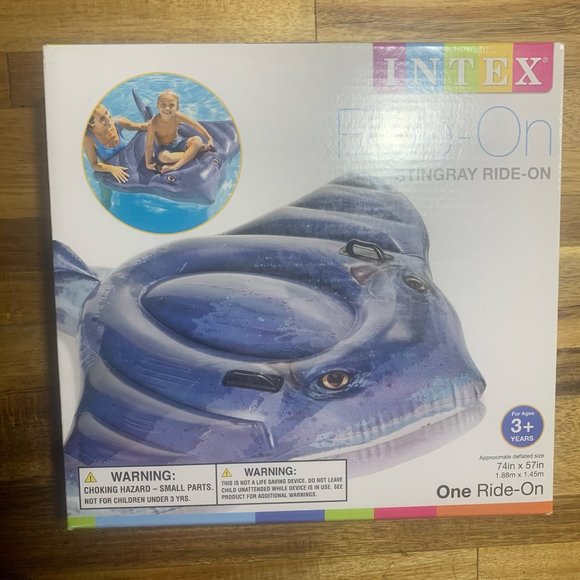 NWT INTEX STINGRAY REALISTIC RIDE-ON POOL BEACH FLOAT 74" X 57" - Picture 8 of 9